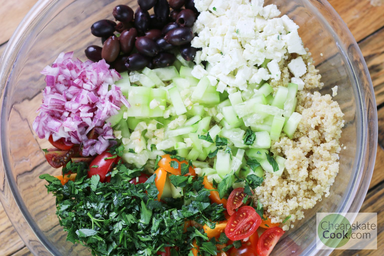 Easy Greek Quinoa Salad • Cheapskate Cook