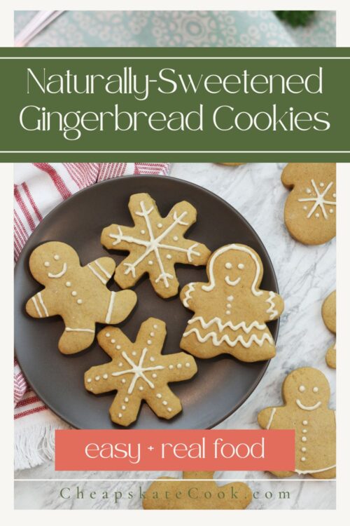 Gingerbread cookies - naturally-sweetened Christmas cookies and made with real food! Dairy-free, whole grain, and vegan options for your holiday treats.